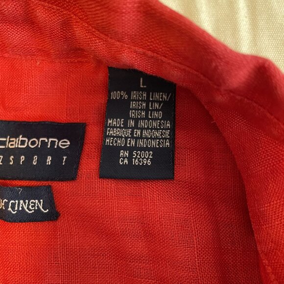 Liz Claiborne Lizsport Womens Red Button-Up Long Sleeve Shirt L - Picture 6 of 6